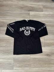 Bad Bunny Black Long Sleeve Most Wanted Tour 2024 Gildan 100% Cotton Size L
