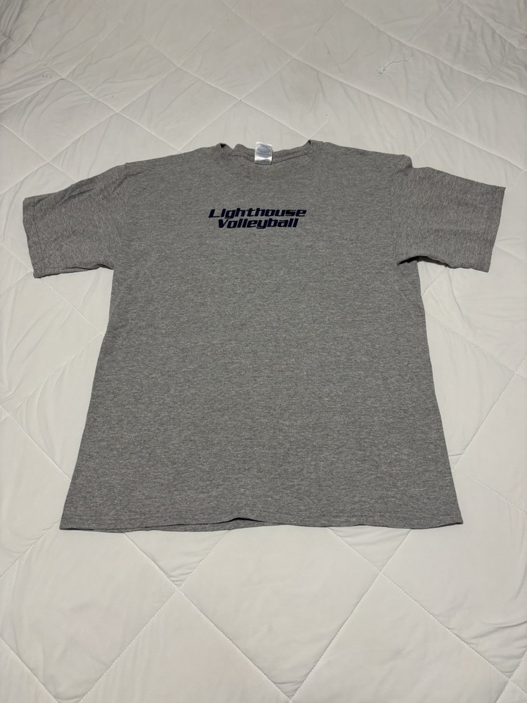 Vintage Lighthouse Volleyball Embroidered Logo T-Shirt Size L High School Sports
