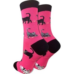 Womens Premium Comfort Animal Socks, Pink Cats, Size 4-10, Cute, Novelty, Crew
