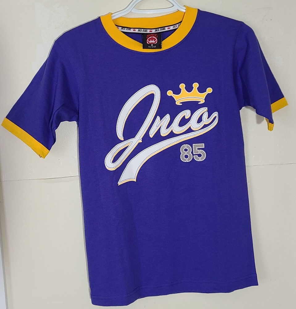 JNCO Vtg 90’s Script Logo Spellout #85 T-shirt Men’s Sz S NWT Purple