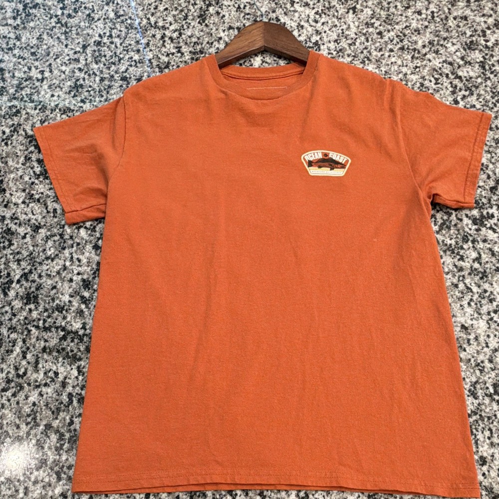 Ocean + Coast Offshore Outfitters Fish Graphic Orange Mens S Crew Neck T-Shirt