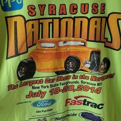 Rare Grail 2014 Syracuse Nationals Neon Green Racing Hotrod T-Shirt, Men’s XXL