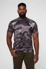 KAM Active Camo Print Cew Neck Tee For Men in Charcoal, 2XL-8XL