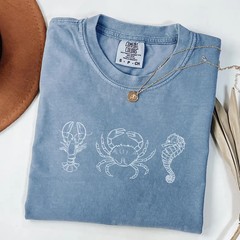 Comfort Tee Lobster Crab Seahorse Ocean Life Sea Animal