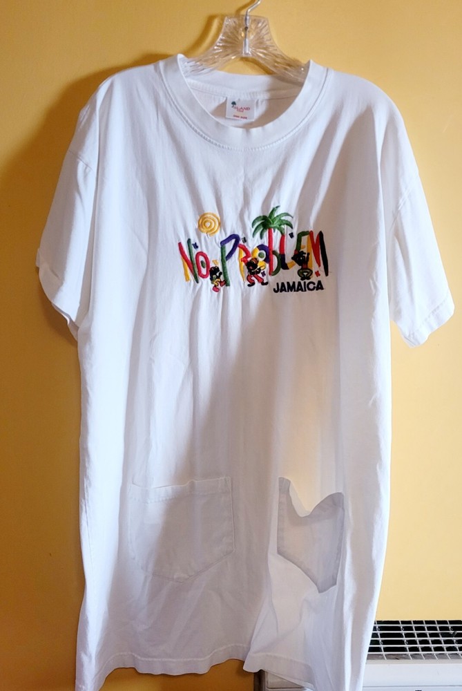 No Problem Jamaica T-Shirt White One Size Pockets Island Tees Free Shipping