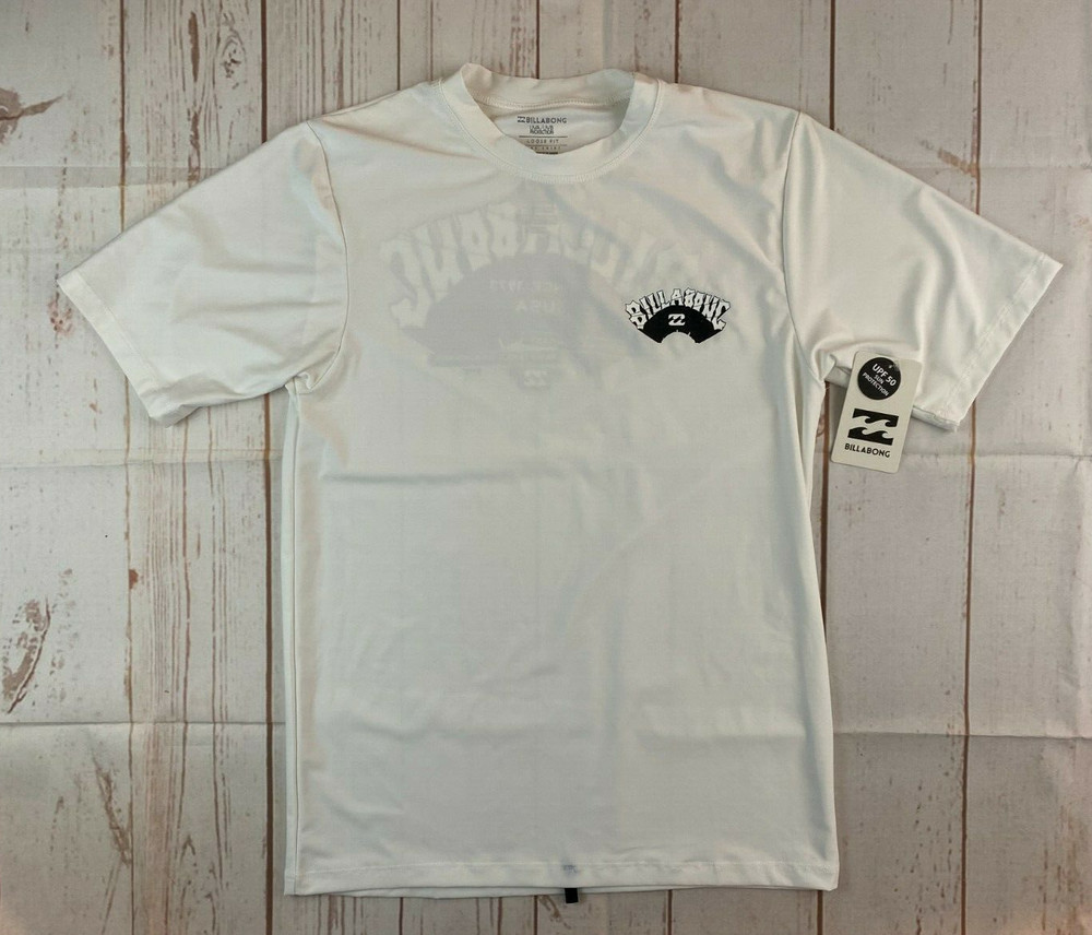 Billabong Mens Short Sleeve Surf Shirt UPF50 Sun Protection Size Small NWT White
