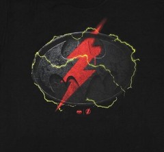 DC Comics The Flash Mens The Flash Batman Logo Mashup Logo Black Shirt New S-5XL