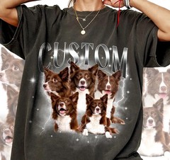 Custom Pet Portrait Comfort Tee Retro Style Personalized Dog Cat Lover