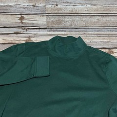LL Bean Unisex Mock Neck Long Sleeve Shirt Forest Green 100% Cotton S/M