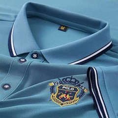 Nueva camisa polo bordada de manga corta para hombre, informal de negocios