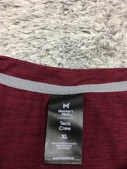 Members Mark Tech Crew Shirt Mens Size Red Maroon Long Sleeve