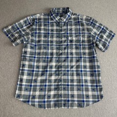 Huk Performance Fishing Shirt Mens XL Gray Blue Plaid Sailfish Short Sleeve Vent