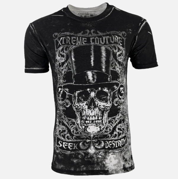 XTREME COUTURE by AFFLICTION Black PROPER Short Sleeve Slim Fit Mens T-shirt NWT