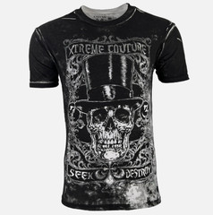 XTREME COUTURE by AFFLICTION Black PROPER Short Sleeve Slim Fit Mens T-shirt NWT