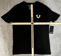 True Religion Metallic TR Seal Graphic Tee – Jet Black – Size Medium – NWT
