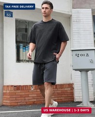 Men’s Cotton T-Shirts Oversized Unisex Short Sleeves Casual Loose Wash Solid Bas