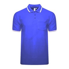 Men’s Polo Short Sleeve Pique Plain Single Tipping Chest Pocket Casual Tee Top