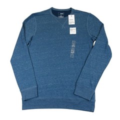 New Sonoma Mens Long Sleeve T-Shirt S Blue Heathered Rayon Cotton Polyester