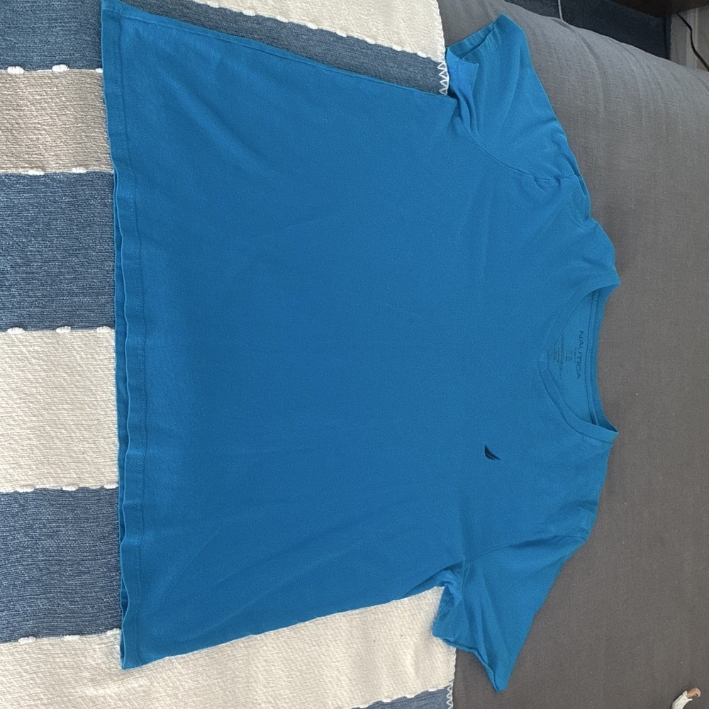 Nautica Men’s Blue Crew Neck Short Sleeve Cotton Knit Logo Slim Fit T-Shirt XL