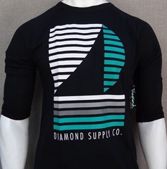 New Diamond Supply Co.Top Stripe Boat Black Mens T Shirt 3/4 Raglan RDAM-209