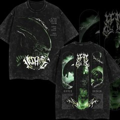 ALIEN XENOMORPH Horror Movie Double Printed Lightweight Acid Tee