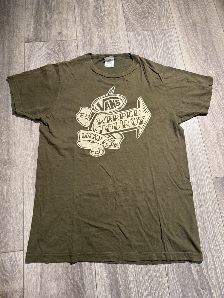 Vans Warped Tour 2007 Lucky 13 Green Medium Tour Shirt Double Sided