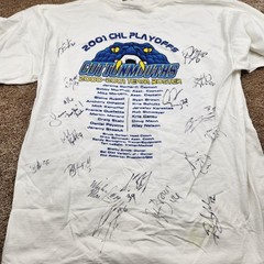 2001 CHL Playoffs Cottonmouths Signed T Shirt Gildan L Hockey Team White