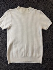 Tailored Mock Neck Knitted Shirt Cream – Size L/XL Asian (S/M American)
