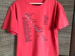 Table Rock Lake Upcycled Graphic Tee, Landmarks Marinas Red Men’s Size Large