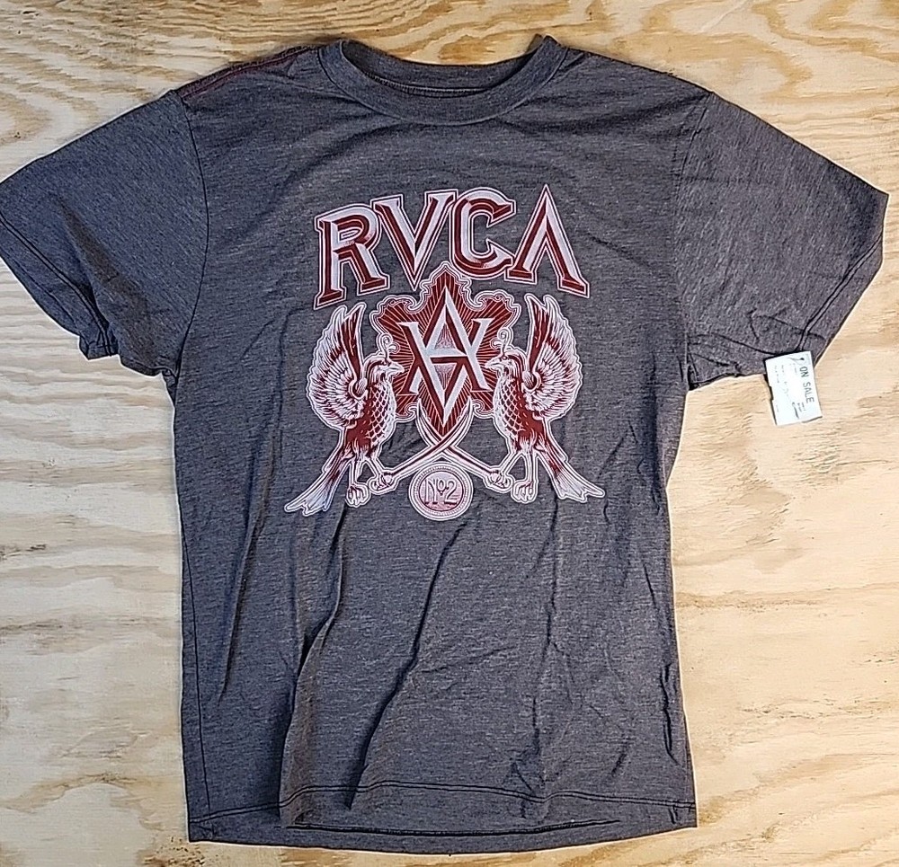 RVCA Brown Graphic Cotton T-shirt Mens Small