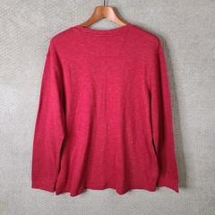 George Shirt Mens XXL Red Waffle Knit Henley Long Sleeve Cotton Blend Thermal
