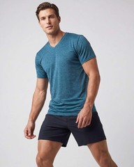 5 Pack: Men’s V-Neck Dry-Fit Moisture Wicking Active Athletic Tech Performanc…