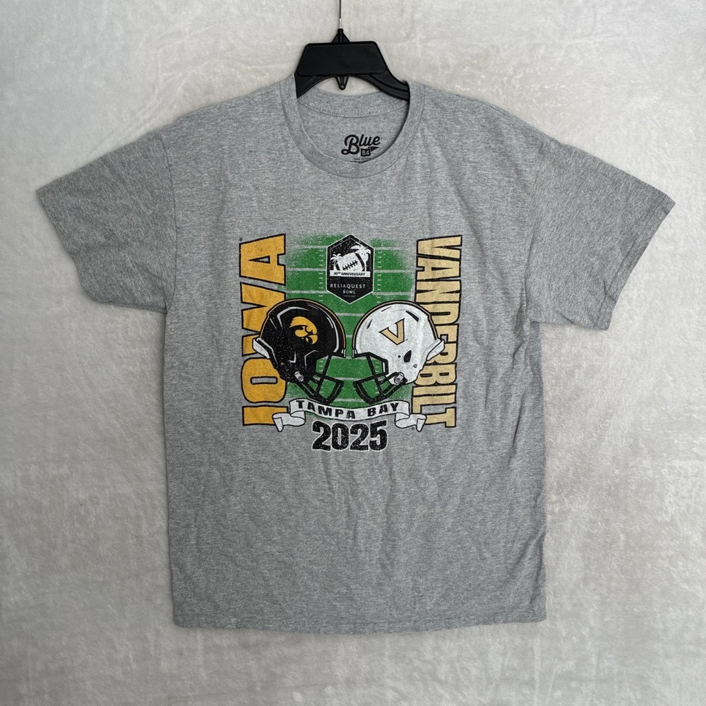 Blue 84 NCAA Mens T Shirt Gray IOWA VANDERBUILT Bowl Large Cotton Crew Neck