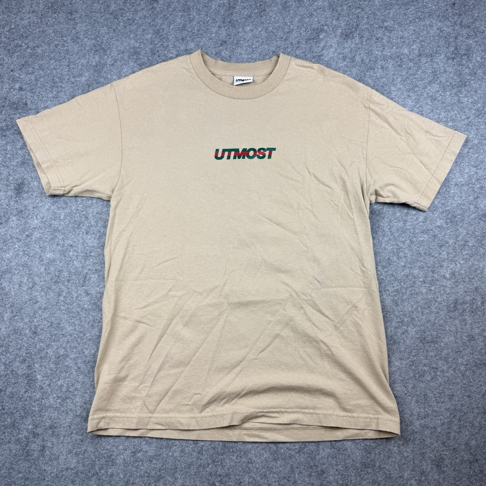 Utmost Co “Gucci” Solid Logo T-Shirt Men’s Large Tan Streetwear Skate