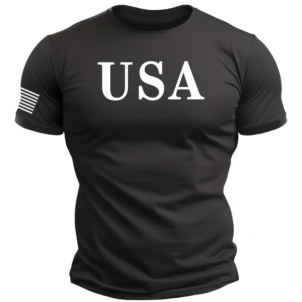 USA T-Shirt – President Trump style with USA Sleeve Flag maga America 2a S-2X