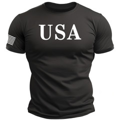 USA T-Shirt – President Trump style with USA Sleeve Flag maga America 2a S-2X