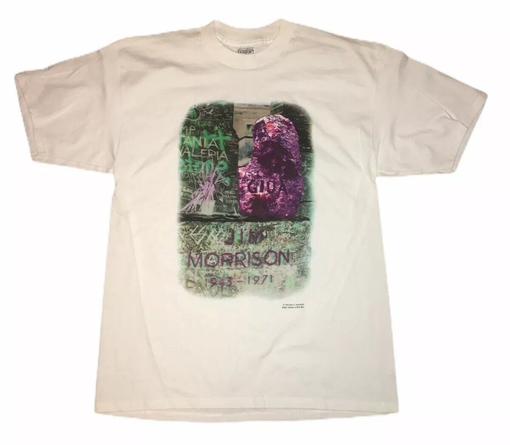 Vintage 90s 1995 Jim Morrison Rock & Roll Nice Man White T Shirt Mens Sz XL