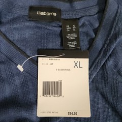Claiborne S-Essentials V-Neck Shirt XL Meru 1518 Cotton Blend Blue 127