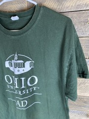 Ohio University Dad Men’s Sz L Green Heavy Cotton Short Sleeve T-Shirt