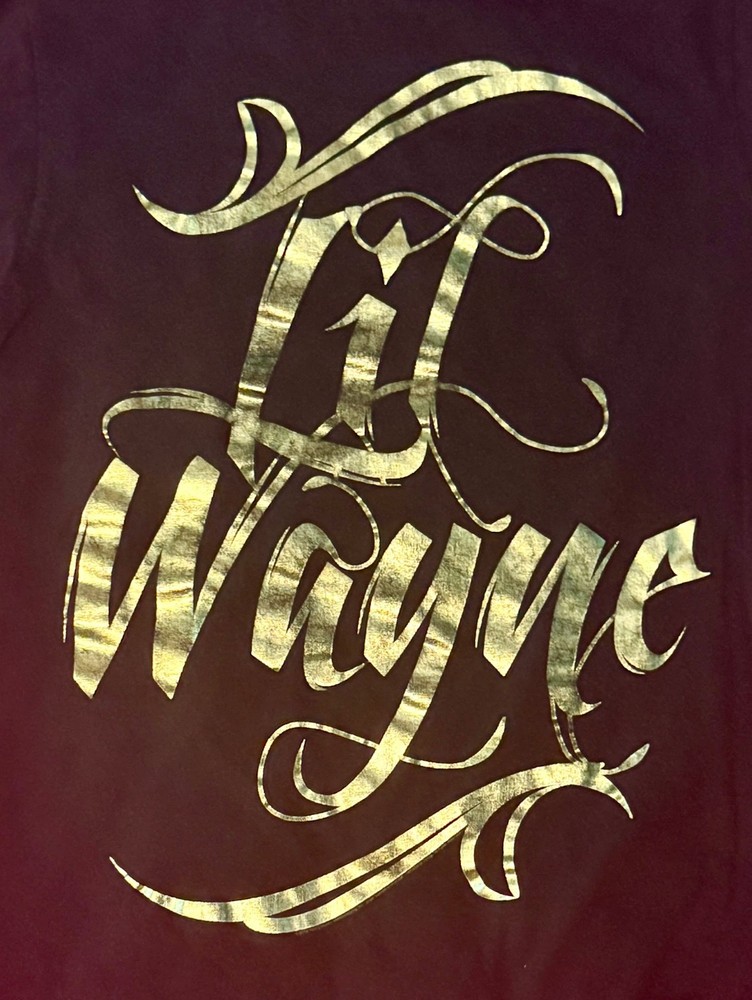 LIL WAYNE Bay Island Sportswear Gold Metallic shirt M Hip Hop RAP Dirty South