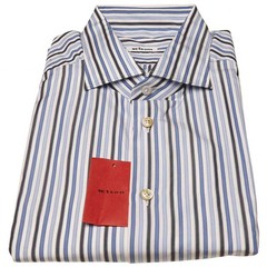NEW KITON MULTICOLOR COTTON SHIRT US 18 – EU 46 MUL