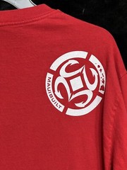 Maui Mens Red Long Sleeve Jersey t-shirt W/Graphic Print Front & Sleeves Sz Lg