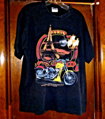 VINTAGE SOLS BEST QUALITY UNISEX BLACK PARISH MOTORCYCLE UB T-SHIRT-SIZE XL-EUC
