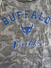 NWT ladies SML Univ. at Buffalo (NY) Bulls crew gray cotton/poly/rayon tee