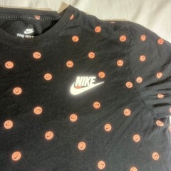 Nike Smiley Face All Over Print T Shirt Black AOP Logo Streetwear Mens Large