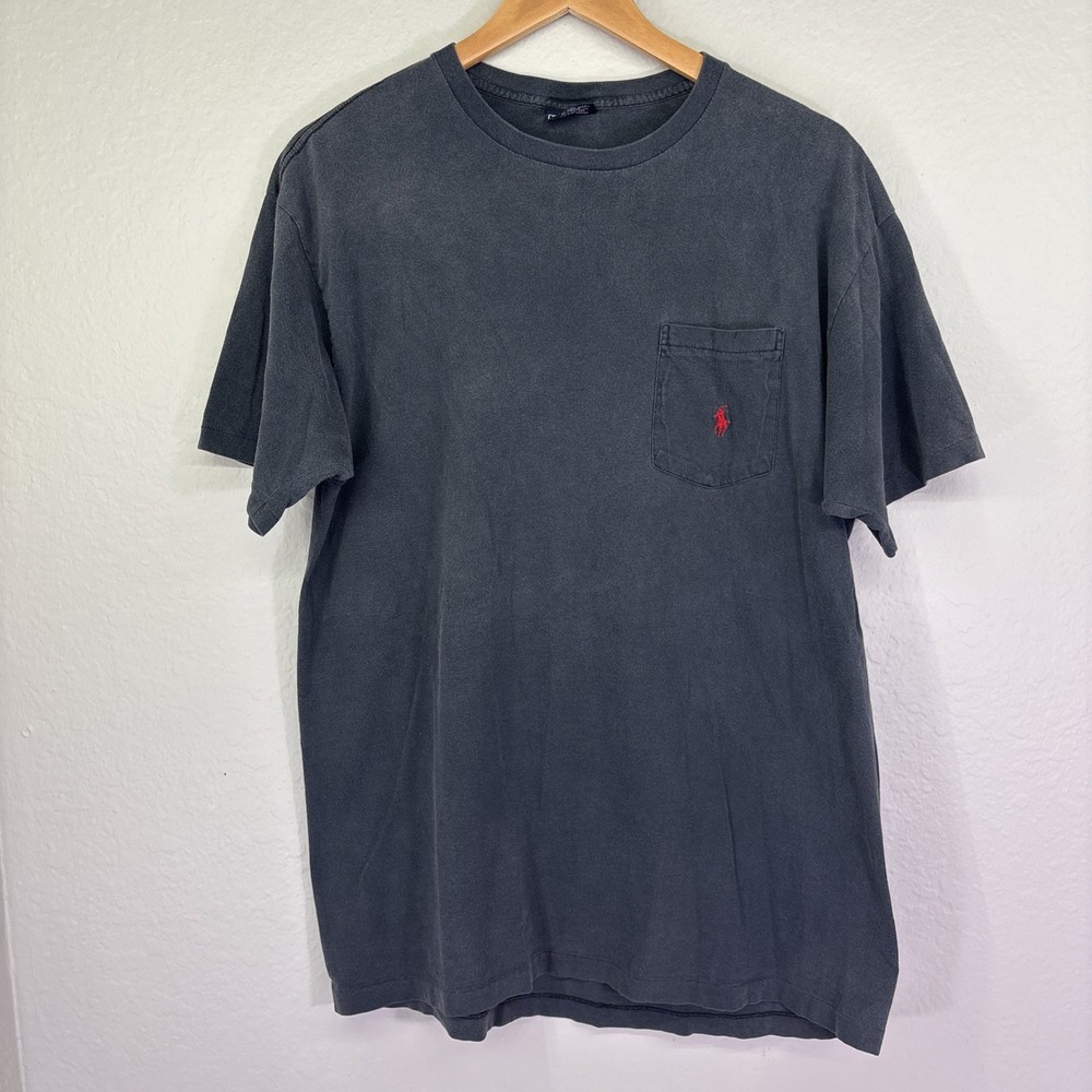90s Faded Polo Ralph Lauren Pocket T Shirt Size M Made In USA Single Stitch
