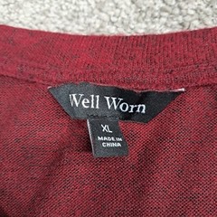 Well Worn Mens XL Burgundy Marled V-Neck Long Sleeve Oversized Pullover Top