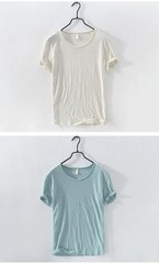 Retro Raw Edge T-Shirt for Men, 100% Cotton, Lightweight,Breathable,Slim-fit