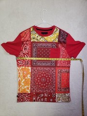 Maxi Milian N Y Men Shirt Large Red Bandana Patchwork Cotton B Short Sleeve T