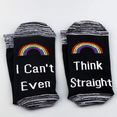 Rainbow LGBT Lesbian Gay Pride Socks I Can’t Even Think Straight Cotton Socks…